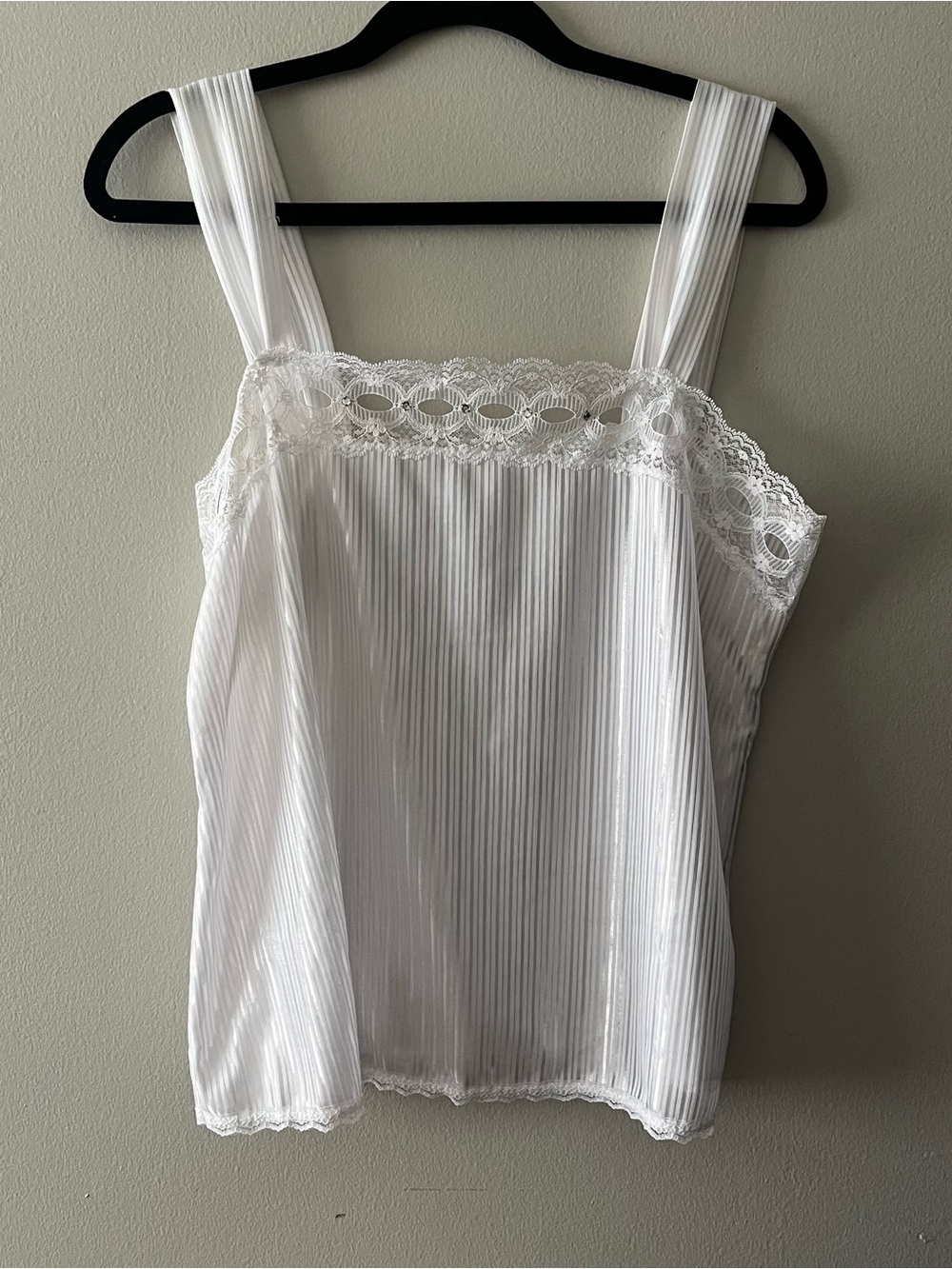 White Lace-Trim Tank Top